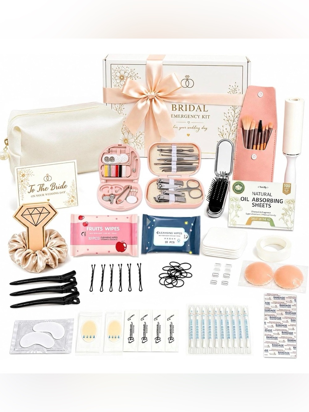 Wedding Emergency Kit for Wedding Day, 30+ Essentials, 100+ Pieces
Bride Emergen